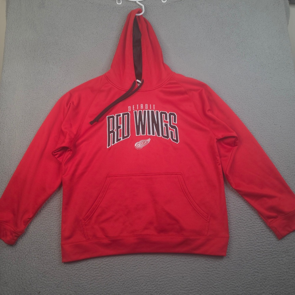 Detroit Red Wings Hoodie Mens XL Red‎ Pullover Performance Fleece Sweatshirt NHL